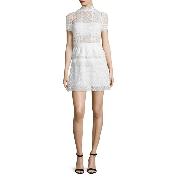Self-Portrait | Dresses | Selfportraitsculpted Teardrop Peplum Dress Off  White | Poshmark